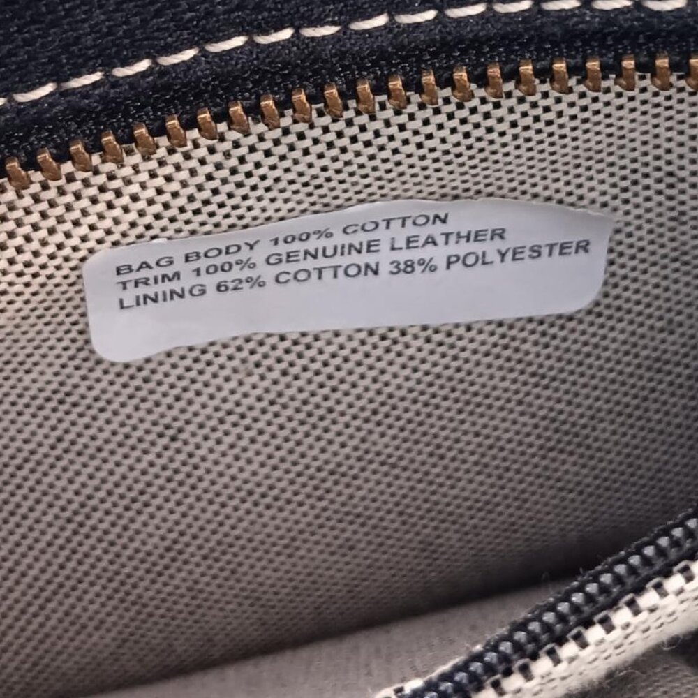 Dooney & Bourke Signature Logo Navy Canvas Bag Black Leather Straps and Trim - Picture 14 of 16